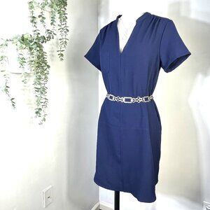 🏷️ NWT All In Favor Shift Dress Navy Blue Shortsleeve V-neck